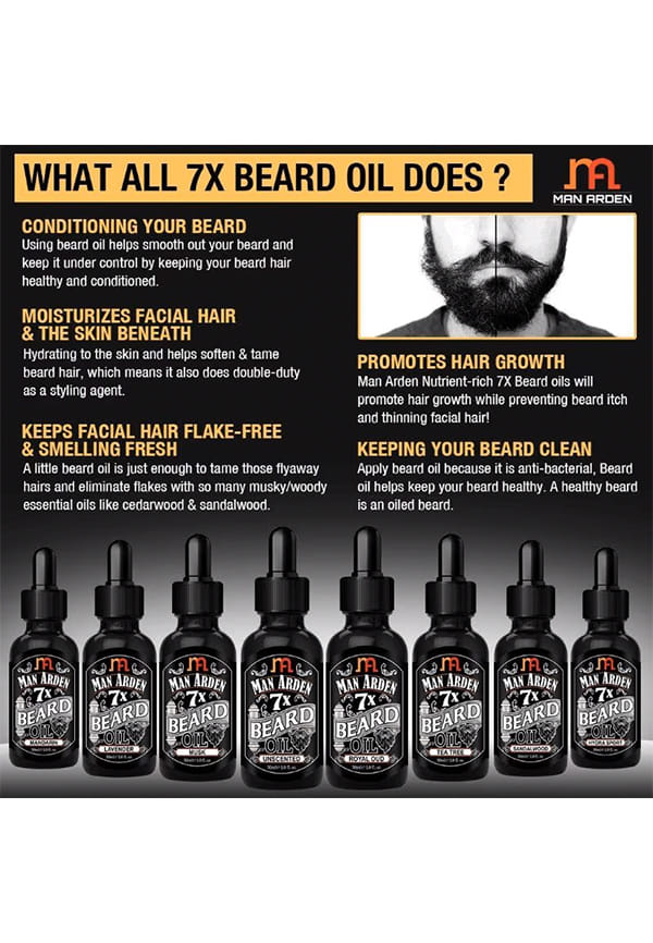 Man Arden 7X Beard Oil (Mandarin) - 7 Premium Oils Supports Beard Growth & Nourishment – thumbnail 5