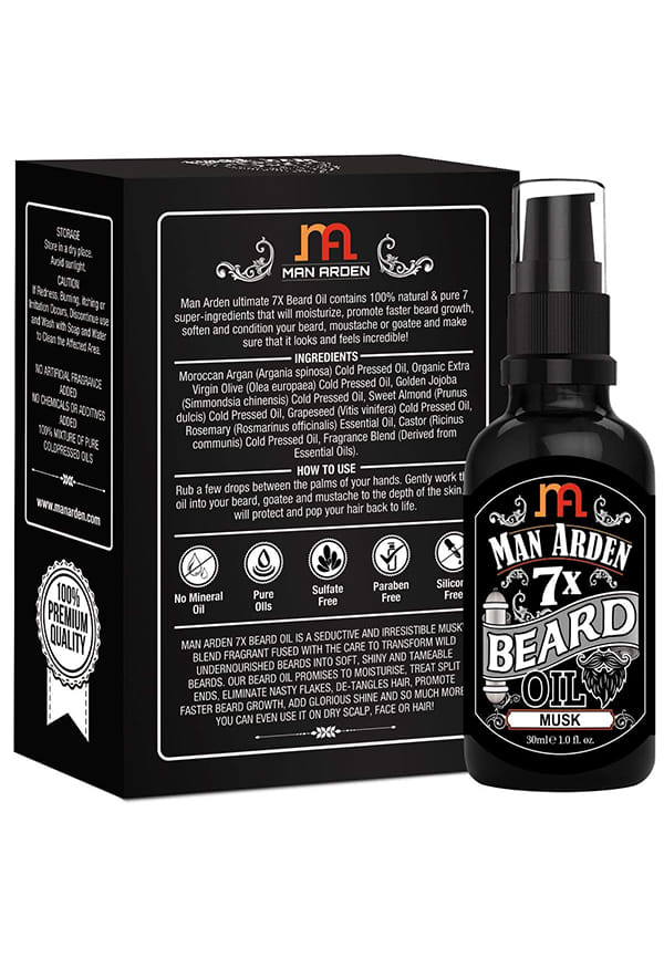 Man Arden 7X Beard Oil (Musk) - 7 Premium Oils Supports Beard Growth & Nourishment – thumbnail 3