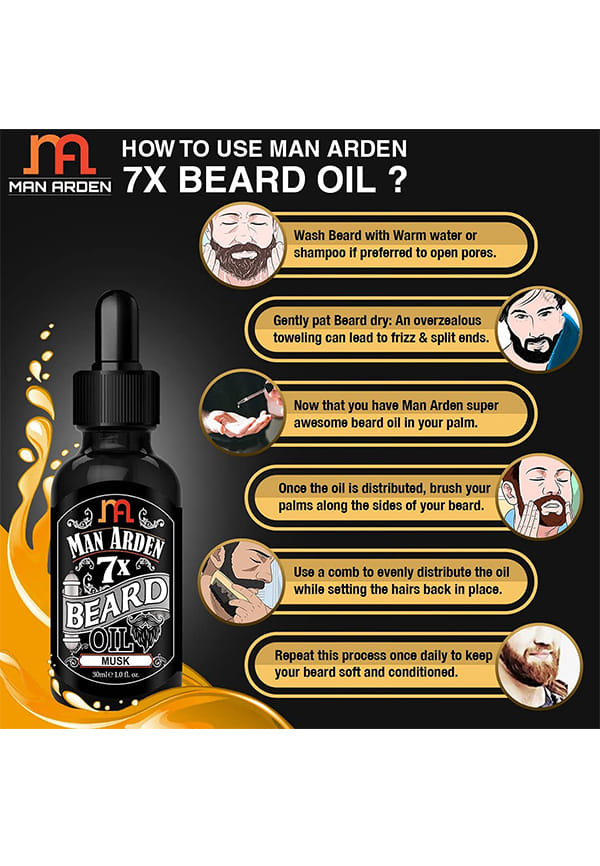 Man Arden 7X Beard Oil (Musk) - 7 Premium Oils Supports Beard Growth & Nourishment – thumbnail 4