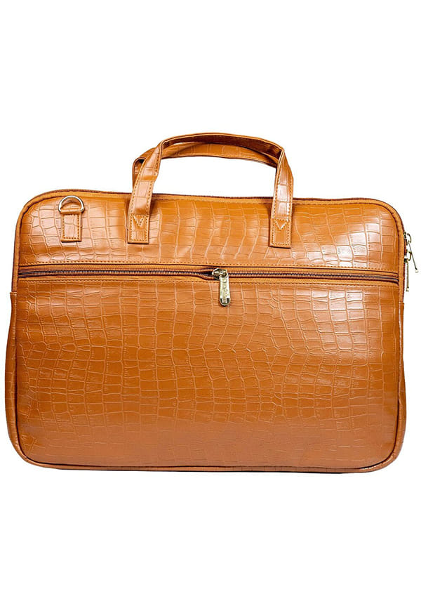 "The Basky Brown" PVC Leather Single Tone Shoulder Messenger Laptop Bag – thumbnail 2