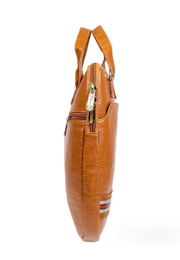 "The Basky Brown" PVC Leather Single Tone Shoulder Messenger Laptop Bag – thumbnail 3