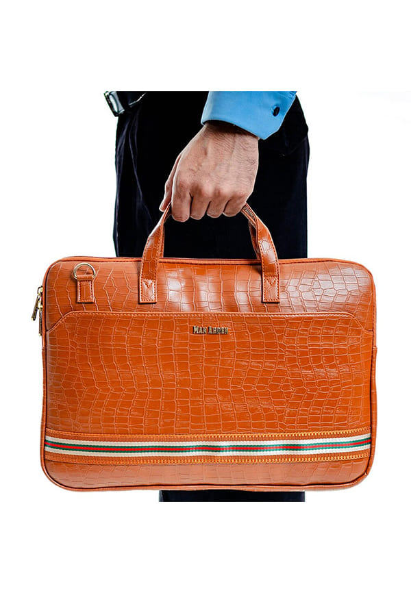 "The Basky Brown" PVC Leather Single Tone Shoulder Messenger Laptop Bag – thumbnail 5
