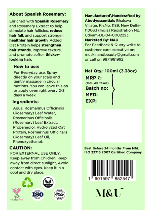 Spanish Rosemary Hair Growth Tonic Spray – thumbnail 2