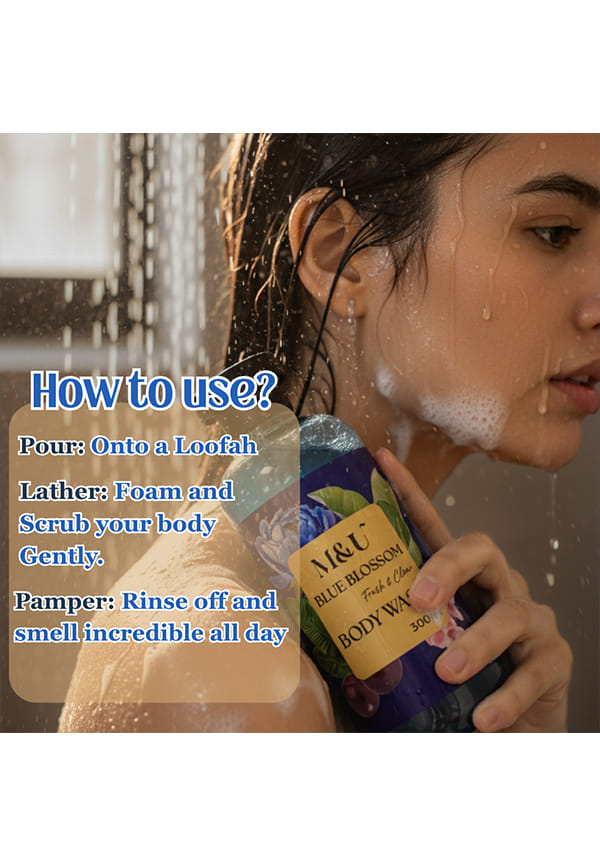 Blue Blossom Fresh & Clean Perfume Body Wash & Shower Gel 300 ML – thumbnail 3