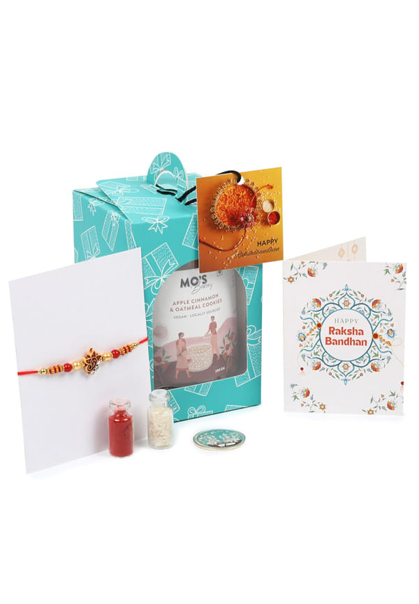 Rakhi Green Single Gift Box Apple Cinnamon cookies