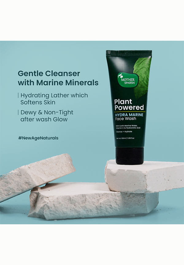 Plant Powered Hydra Marine Facewash | With Hyaluronic Acid & Vitamin C | For Clear & Hydrated Skin | 100ml – thumbnail 2