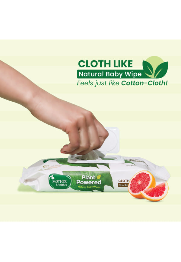Natural Care Baby Wipes I 100% Plant Made Fabric + Cleanse (With Grapefruit) – thumbnail 2