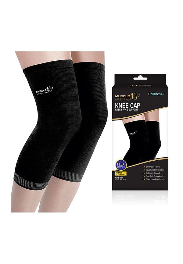 DrFitness+ Knee Cap & Brace Knee Compression Support For Men & Women, Gym, Cycling, Running and Exercise, Knee Brace Joint Pain Relief (Small)
