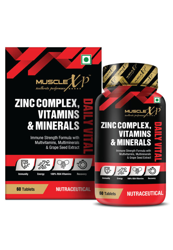 Zinc Complex Vitamins & Minerals Daily Vital, 100 RDA, MultiVitamins, Multiminerals & Grape