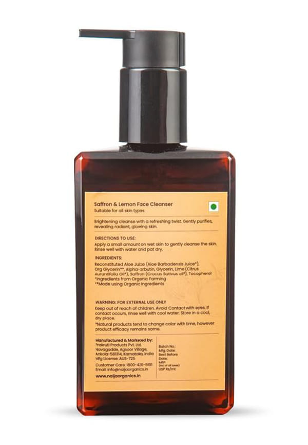 Organics Face wash | ECOCERT certified | Saffron & Lemon for Skin Brightening & Radient Skin | Honey & Vitamin E – thumbnail 2