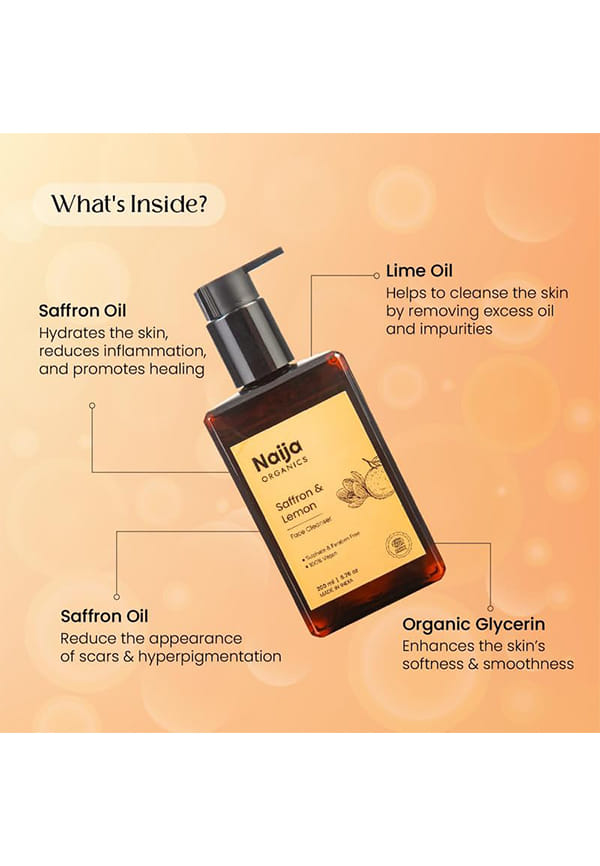 Organics Face wash | ECOCERT certified | Saffron & Lemon for Skin Brightening & Radient Skin | Honey & Vitamin E – thumbnail 5