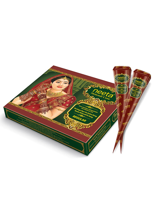 Neeta Mehendi Cones for Hand Designing & Wedding, Reddish Brown | 12pcs Box | Pack of 1