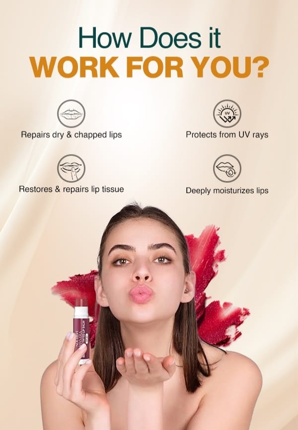 Beetroot Tinted Lip Balm with SPF 20 for Smooth, Nourished & Protected Lips - 4 gm ā thumbnail 5