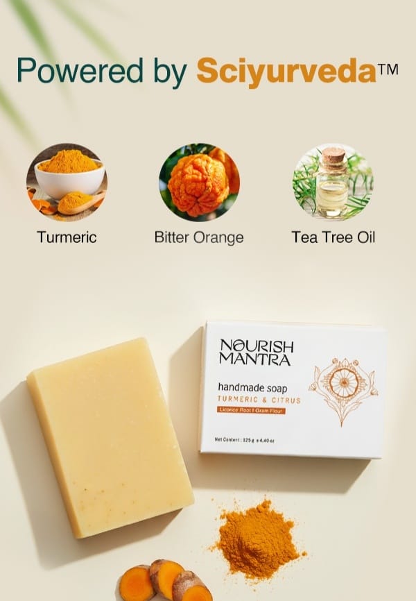 Turmeric & Citrus Handmade Bathing Soap for Tan Removal & Improved Skin Tone - 125 gm – thumbnail 3