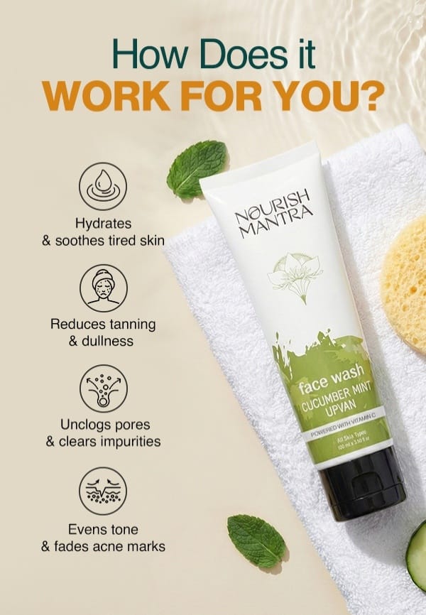 Cucumber Mint Upvan Face Wash for Deep Cleansing & Cell Repair - 100 ml – thumbnail 3