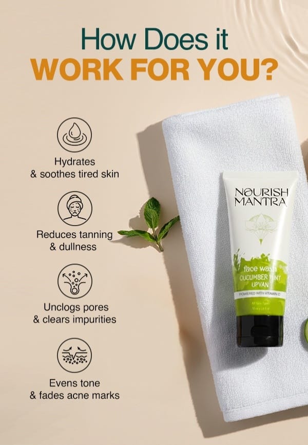 Cucumber Mint Upvan Face Wash for Deep Cleansing & Cell Repair - 100 ml – thumbnail 4