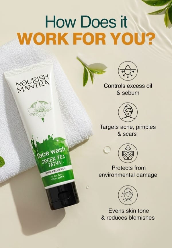 Green Tea Tatva Face Wash to Remove Dead Skin Cells & Build Up - 50 ml – thumbnail 3