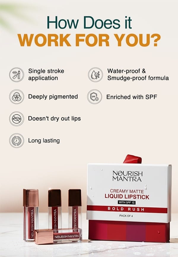 Bold Rush Creamy Matte Liquid Lipstick with SPF & Long Lasting Stay - 1.2 ml Each – thumbnail 3