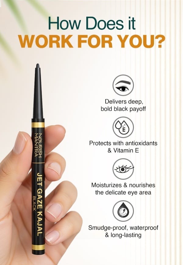 Jet Gaze Kajal Urban Rani-Black with Rich Waterproof Pigment - 0.35 gm – thumbnail 4