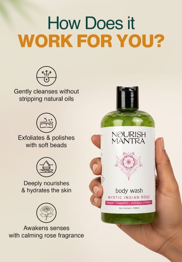 Mystic Indian Rose Exfoliating Body Wash for Radiant Skin & Gentle Exfoliation - 300 ml – thumbnail 5