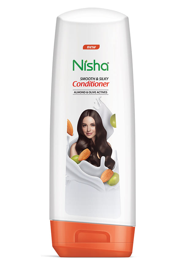 Nisha Hair Conditioner Bottle, Smooth & Silky with Almond & Olive Actives | 180ml White Bottle | Pack of 1