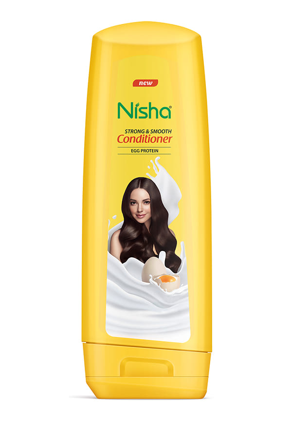 Nisha Conditioner for Strong & Smooth Hair, Egg Protein for Dry Frizzy Bottle | 180ml Yellow Bottle | Pack of 1