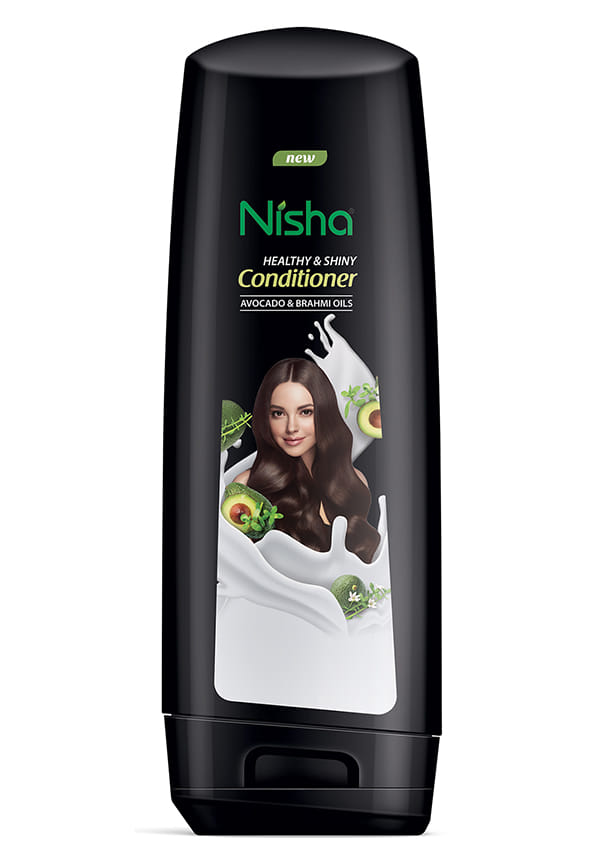 Nisha Hair Conditioner Bottle, Healthy & Shiny with Avocado Brahmi Oils | 180ml Black Bottle | Pack of 1