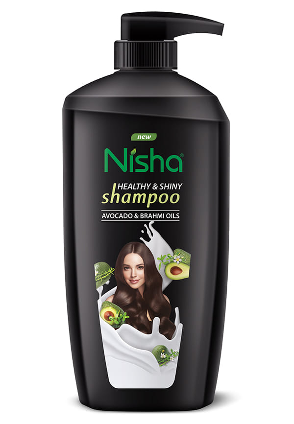 Nisha Healthy & Shiny Shampoo for Women Men, Avocado & Brahmi | 650ml Black Bottle | Pack of 1