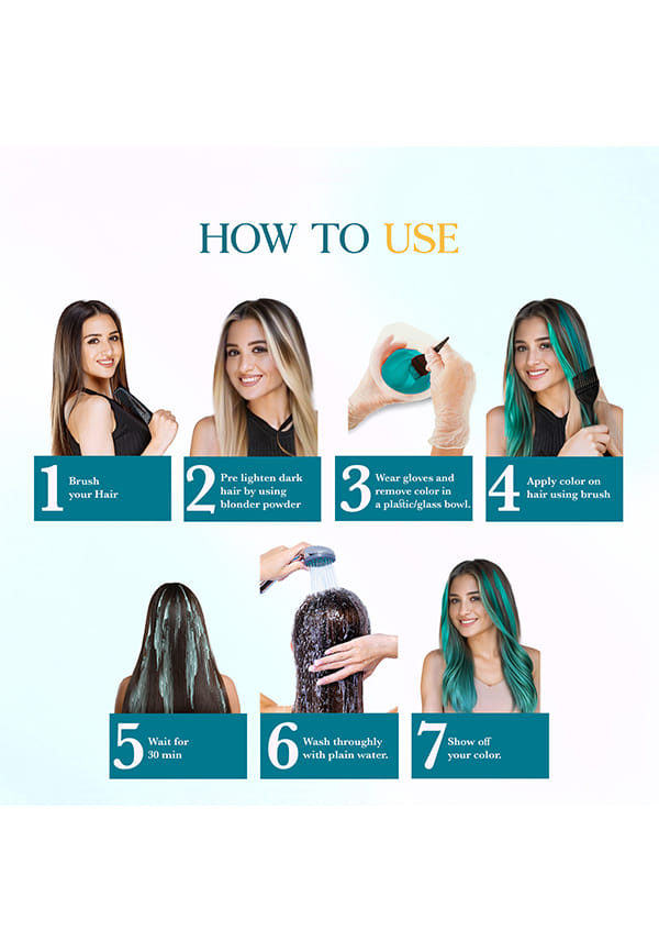 Nisha Cosglam Semi Permanent Hair Color, PPD & Ammonia Free | Electric Teal | 120gm Tube | Pack of 1 – thumbnail 3
