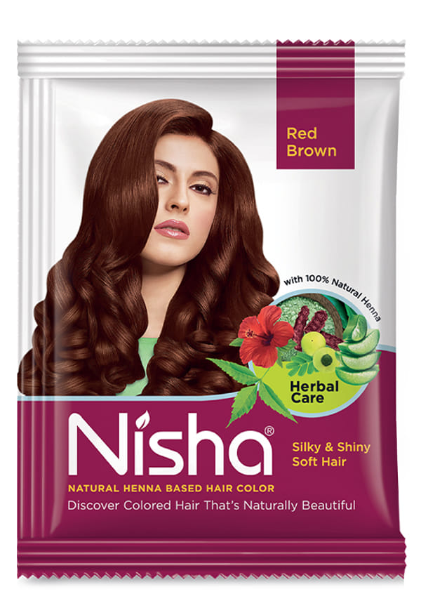 Nisha Henna Based Hair Color, Henna Powder Burgundy Color | 25gm Black Pouch | Pack of 10