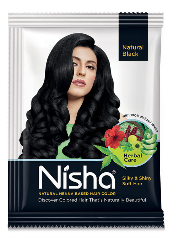 Nisha Henna Based Hair Color, Henna Powder Burgundy Color | 25gm Black Pouch | Pack of 10