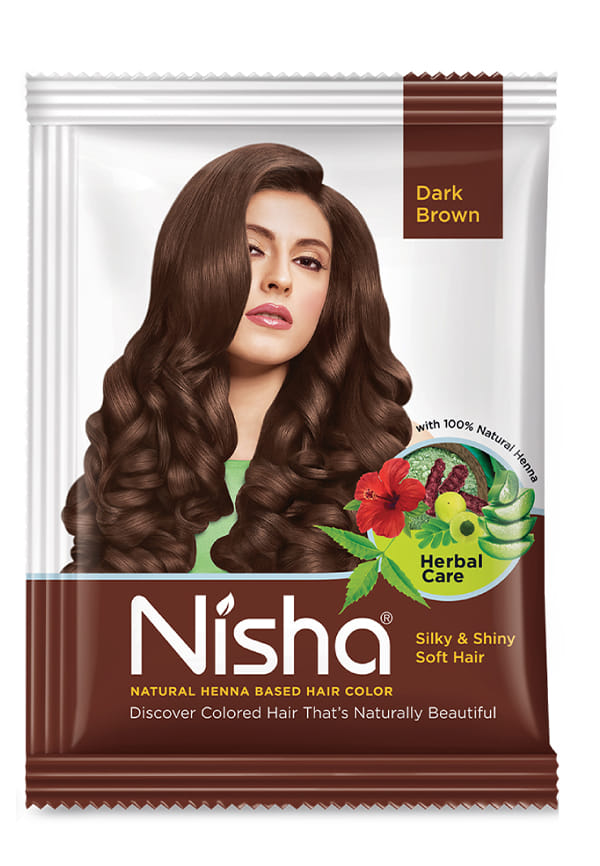 Nisha Henna Based Hair Color, Henna Powder Burgundy Color | 25gm Black Pouch | Pack of 10