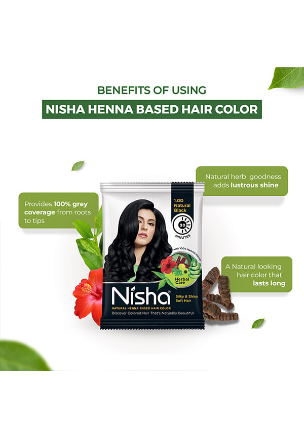 Nisha Henna Based Hair Color, Henna Powder Burgundy Color – thumbnail 2