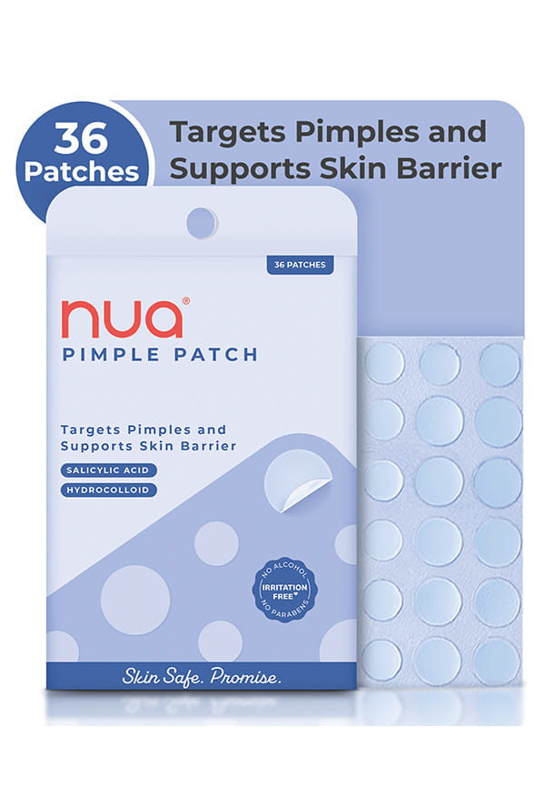 Nua Pimple Patch | 36 Hydrocolloid and Salicylic Acid Patches | Absorbs Oil and Impurities | Prevents Scarring | Works Overnight
