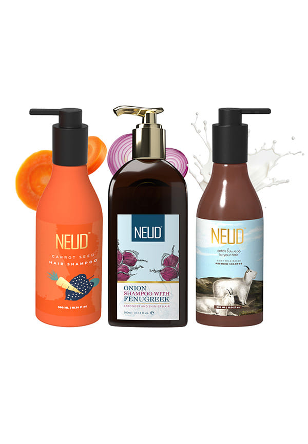 Combo of 3 Shampoos – Onion, Goat Milk & Carrot Seed | Hair Fall, Dandruff & Moisturization