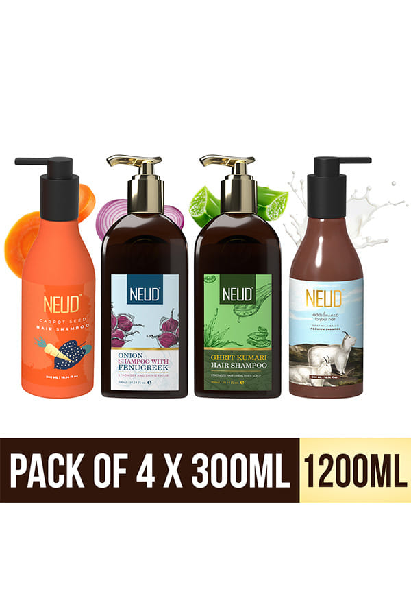Combo Pack of 4 Shampoos – Carrot Seed, Onion, Ghrit Kumari & Goat Milk | Hair Fall, Dandruff & Nourishment – thumbnail 2