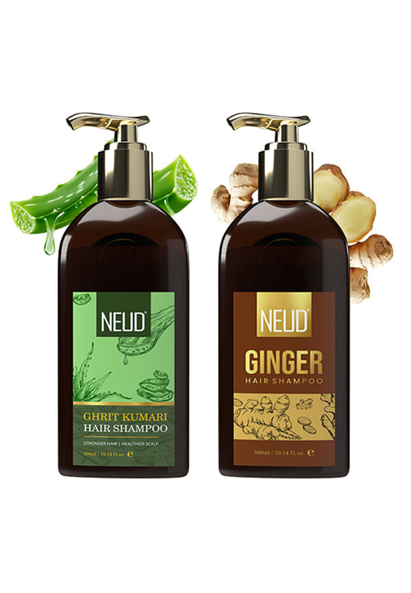 Combo of 2 – Ginger & Ghrit Kumari Shampoos | Anti-Greying, Dandruff Control