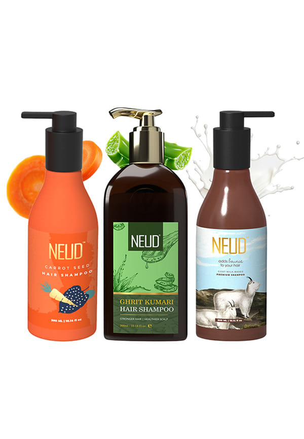 Combo Pack of 3 Shampoo- Onion Shampoo with Fenugreek, Ghrit Kumari Aloe Vera Shampoo & Goat Milk Hair Shampoo