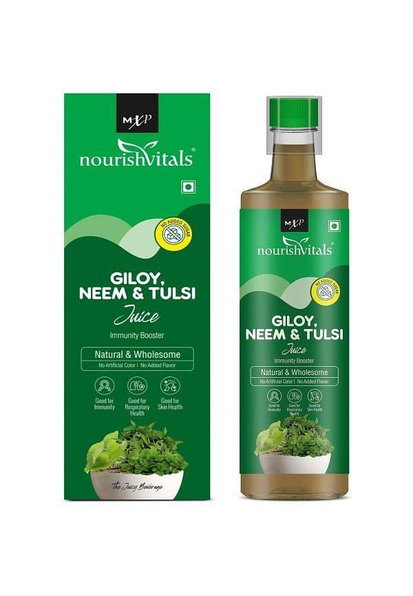 Giloy Neem & Tulsi Juice - Immunity Booster | Natural & Wholesome | For Optimum Respiratory & Skin Health | No Added Sugar, 500ml