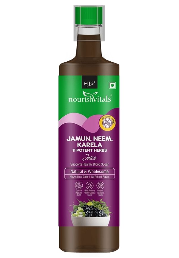 Jamun, Neem, Karela Juice With 11 Potent Herbs | Natural & Wholesome | Supports Healthy Blood Sugar Levels | No Added Sugar, 500 ml