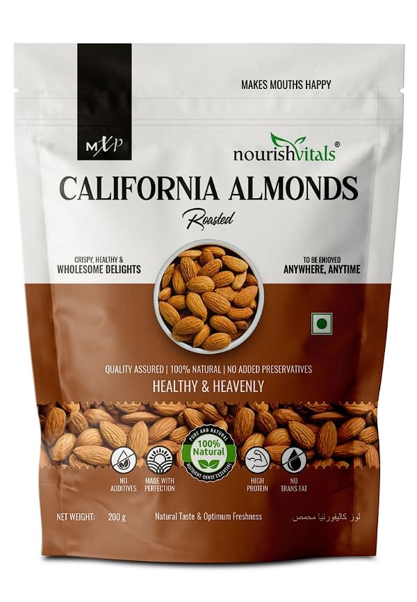 California Roasted Almonds, Superior Quality, No added Oil, 200gm