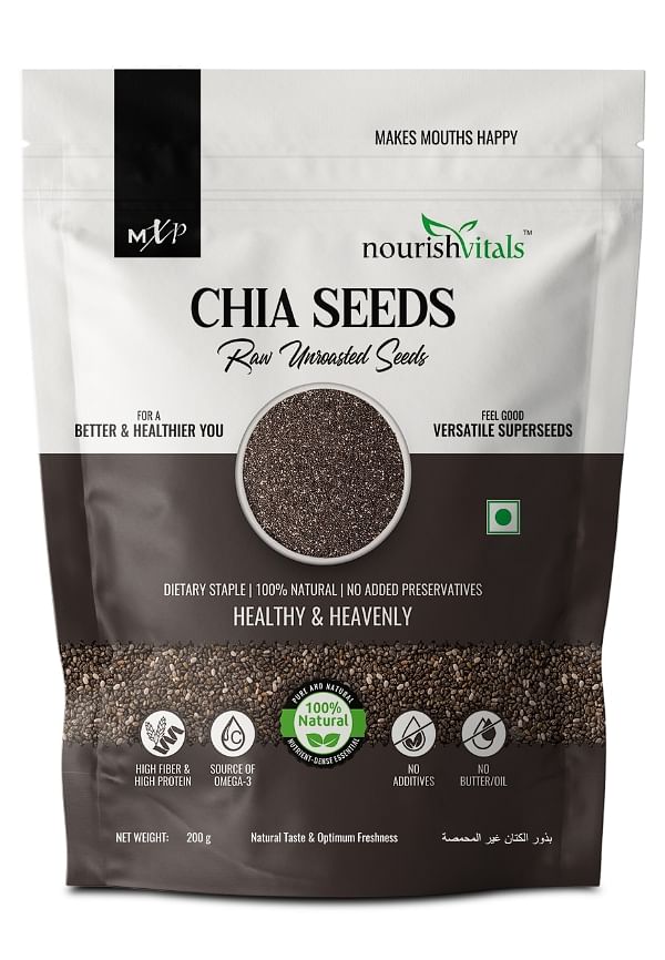 Chia Raw Unroasted Seeds, 200g - 100% Natural & Premium Quality, No Added Preservatives, High Fiber, High Protein, Source of Omega-3