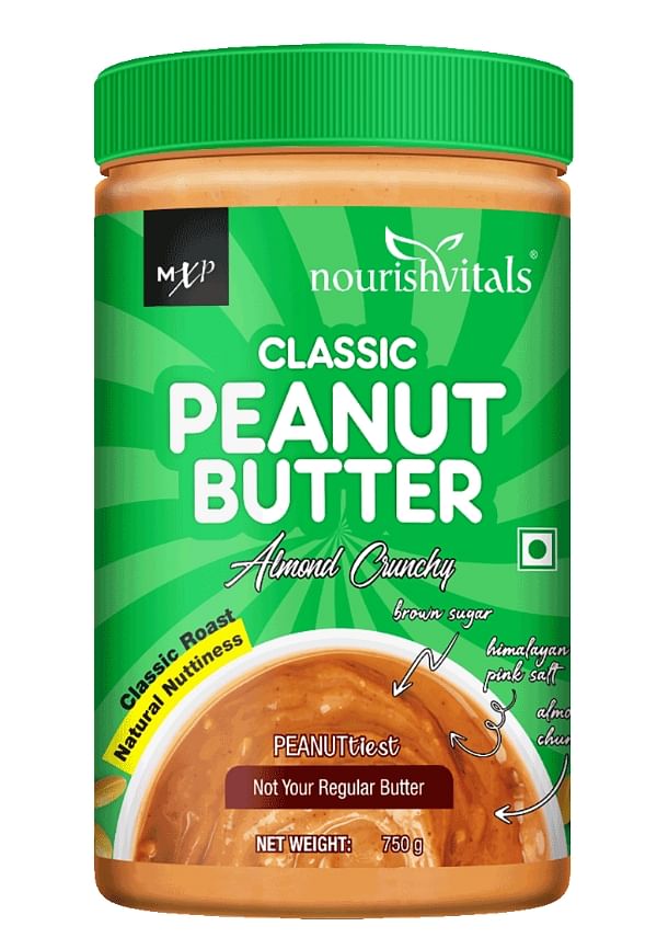 Classic Peanut Butter (Almonds Crunchy) with Roasted Peanuts & Almonds, Classic Roast, 750 g
