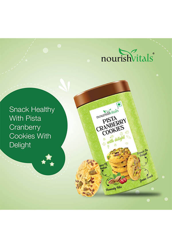 Pista Cranberry Cookies, Heavenly Bites, Source of Protein, Crunchy Delights, Genius Snack – thumbnail 4