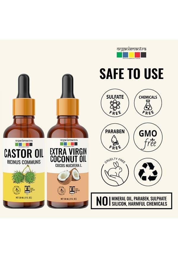 Extra Virgin Coconut Oil, Castor Oil, Cold Pressed Organic Oil, 120ML x 2 – thumbnail 4