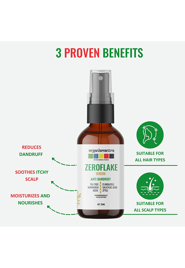ZeroFlake Scalp Serum | Nature + Science | Tea Tree, Neem, Bringraj, with Salicylic Acid, Climbazole, ZPTO – thumbnail 2