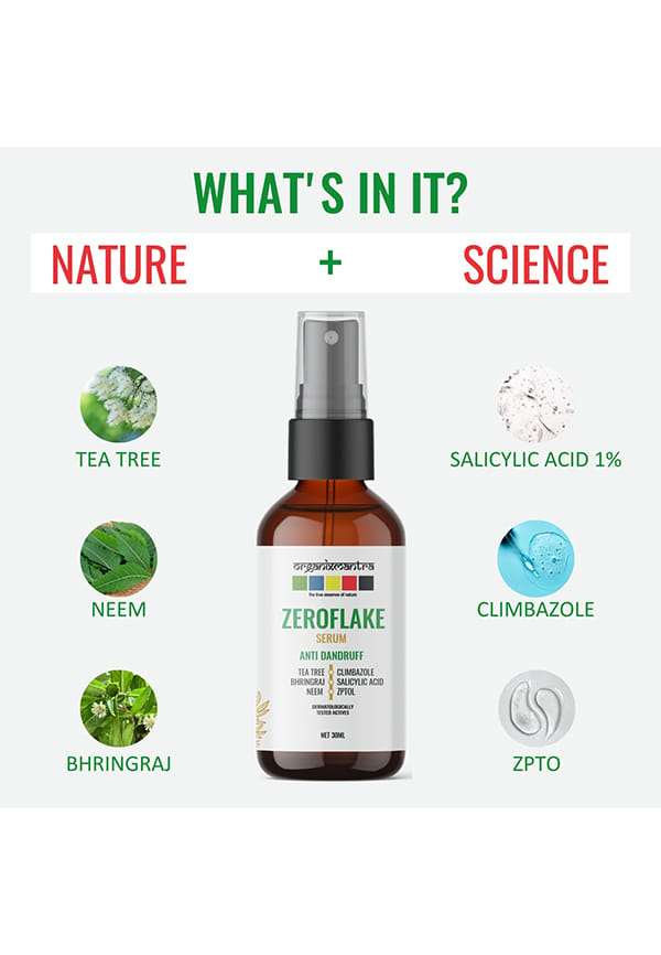 ZeroFlake Scalp Serum | Nature + Science | Tea Tree, Neem, Bringraj, with Salicylic Acid, Climbazole, ZPTO – thumbnail 4