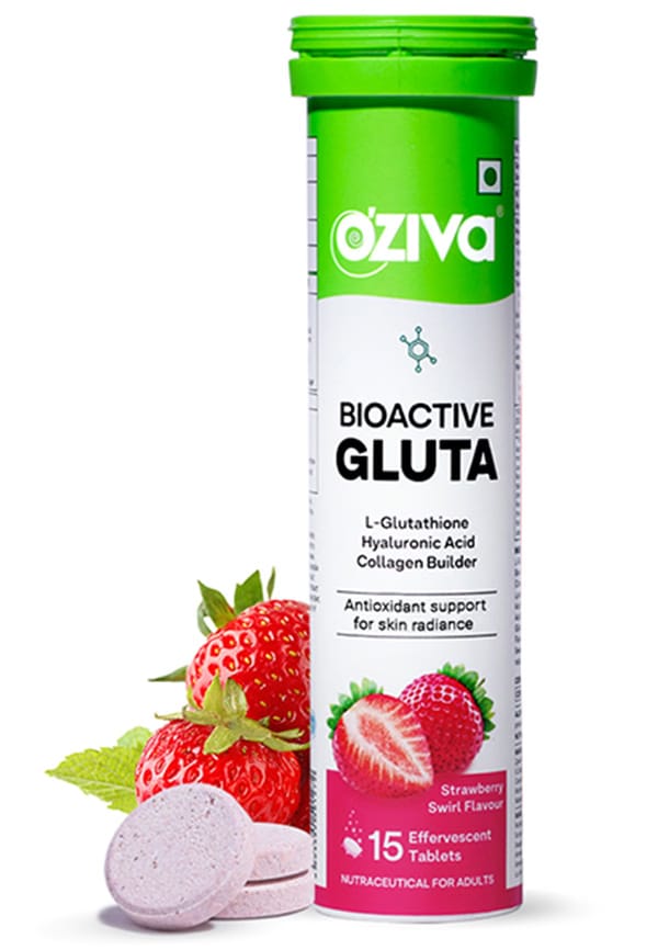 oziva glutathione amazon OZiva Bioactive Gluta with L-Glutathione, Strawberry (15 tablets) &  Advanced Hair Growth Serum to Rebalance Scalp Microbiome (30ml)