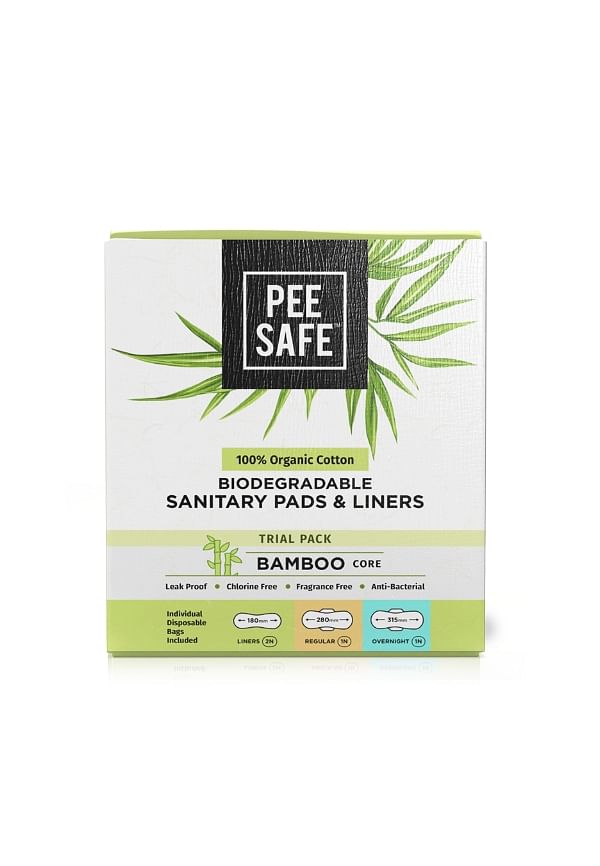  Pee Safe Biodegradable Sanitary Pads - Overnight (Pack of 10), 100% Organic Cotton & Bamboo Pulp, Organic Sanitary Pads, Cotton Sanitary  Pads, Bamboo Sanitary Pads