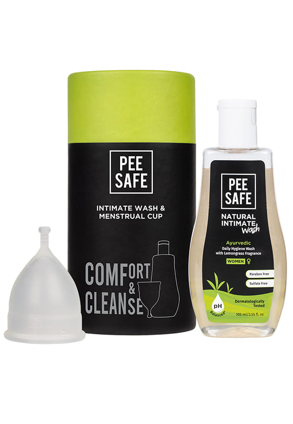 Pee Safe Period Care Combo- Menstrual Cup (Large) & Intimate Wash Women 105 ml